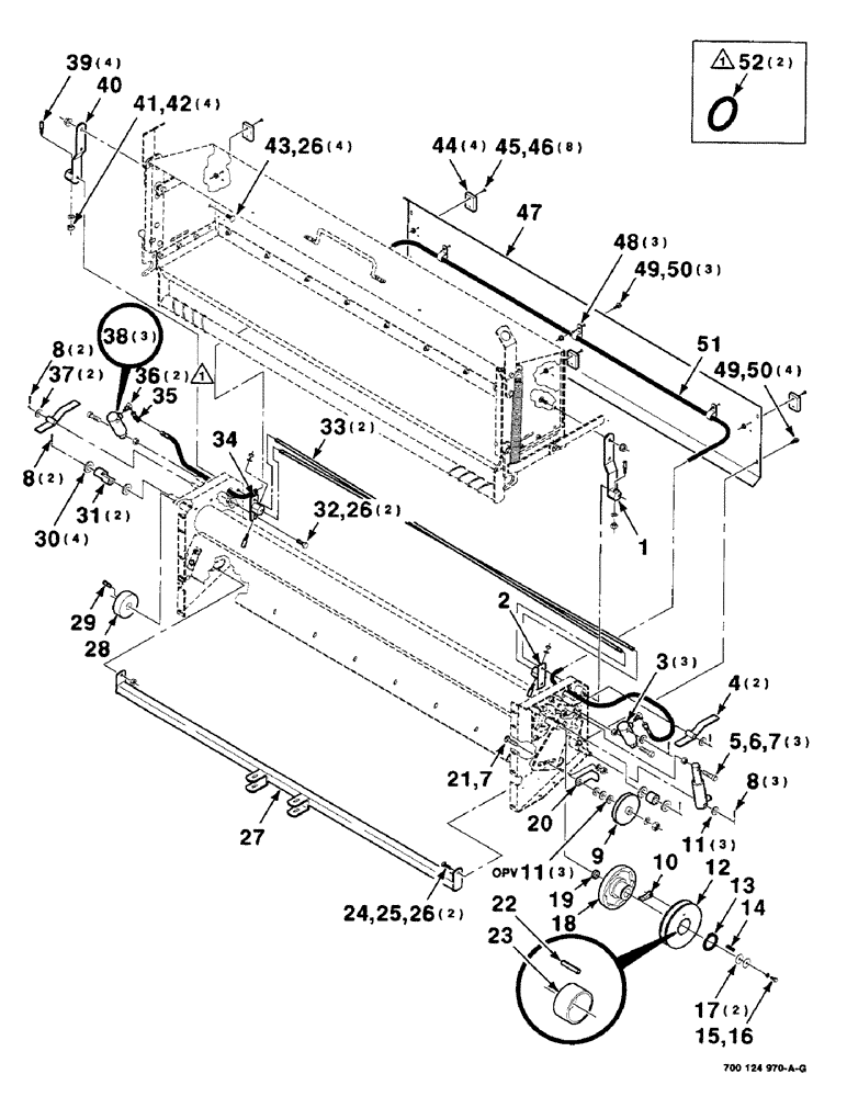 Схема запчастей Case IH 8465T - (9-56) - MESH WRAP KIT, BOX AND ROLLER DRIVE ASSEMBLIES, SERIAL NUMBER CFH0073272 AND LATER Decals & Attachments