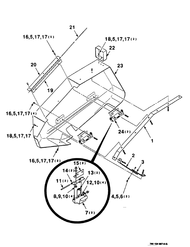 Схема запчастей Case IH SC416 - (7-28) - SHIELD ASSEMBLY, RIGHT (09) - CHASSIS