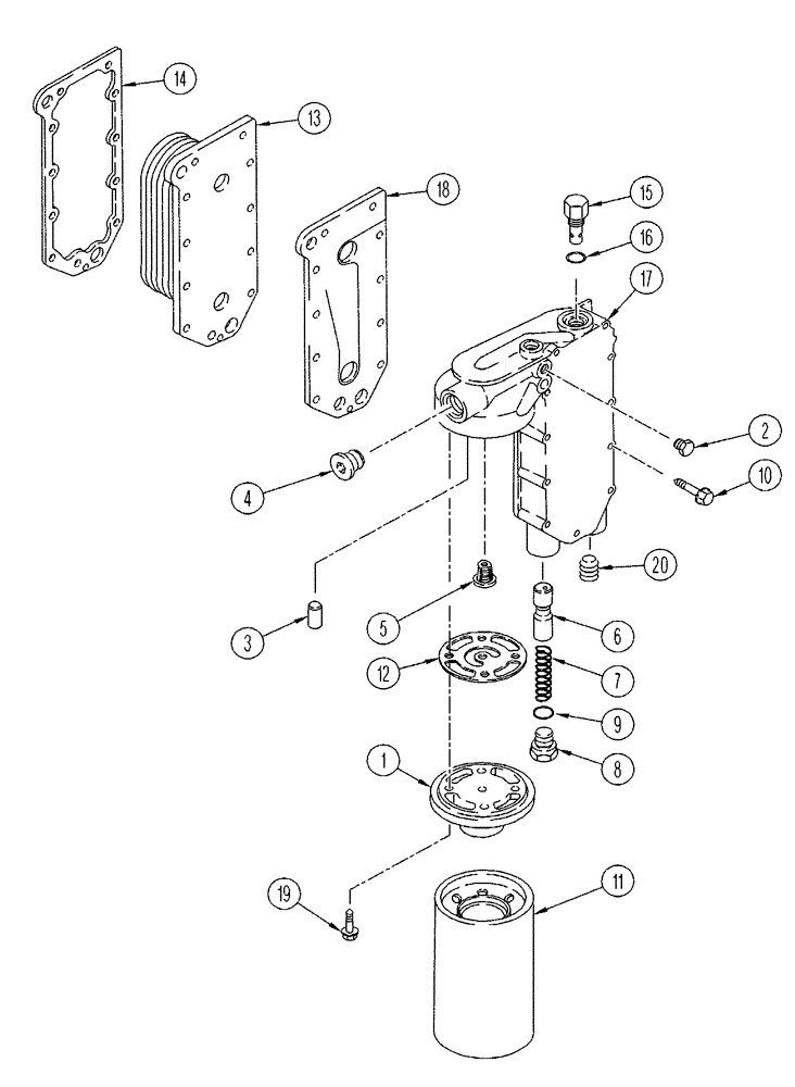 Схема запчастей Case IH FLX3010 - (02-043) - OIL FILTER AND COOLER, FLX 3010 (01) - ENGINE