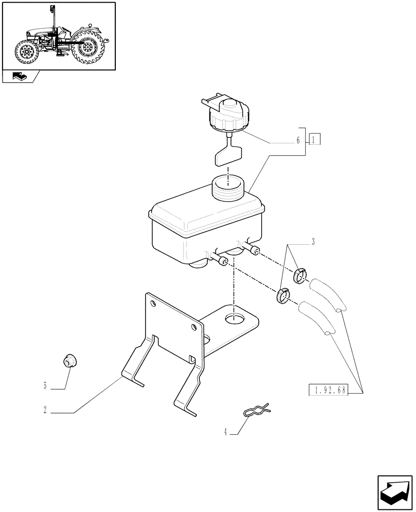 Схема запчастей Case IH FARMALL 85C - (1.68.2) - BRAKING SYSTEM TANK (05) - REAR AXLE