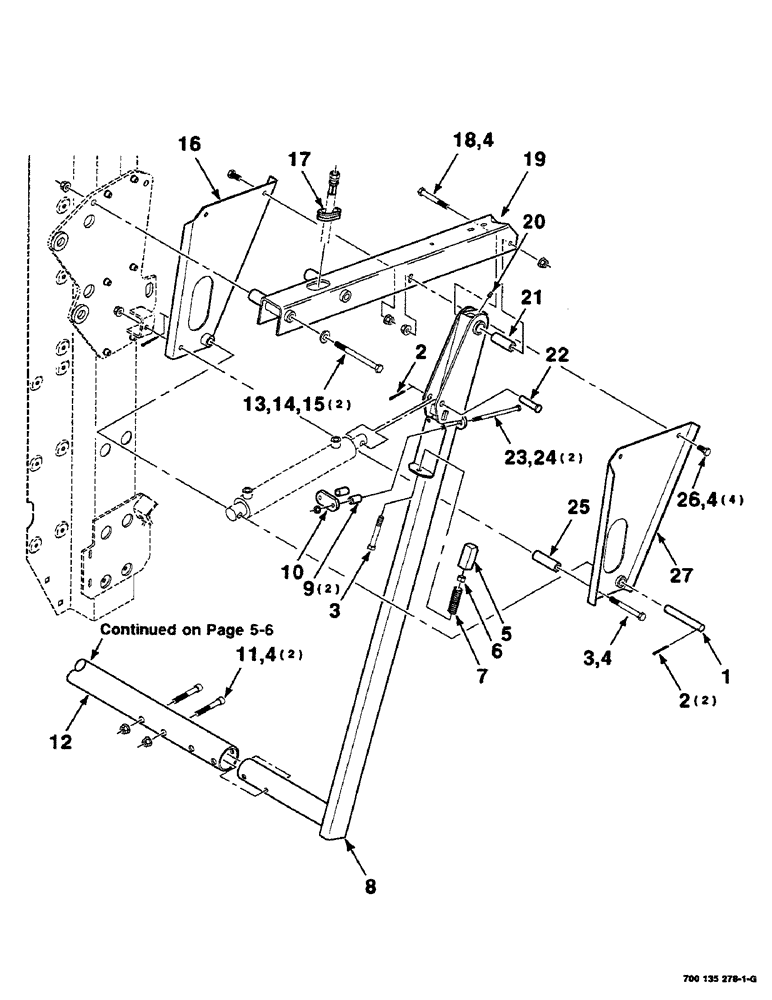 Схема запчастей Case IH RS551 - (5-04) - KICKER ASSEMBLY, LEFT (16) - BALE EJECTOR