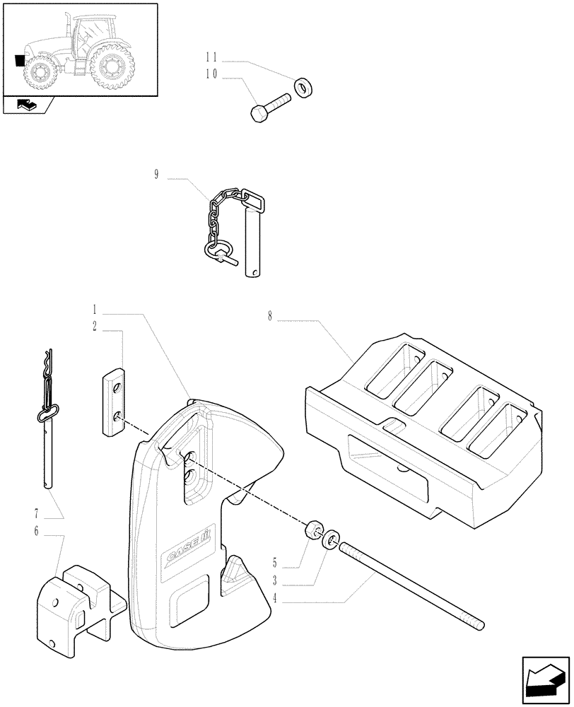 Схема запчастей Case IH PUMA 115 - (1.21.5/03) - WEIGHT CARRIER - WITH HOOK (VAR.330224) (03) - TRANSMISSION