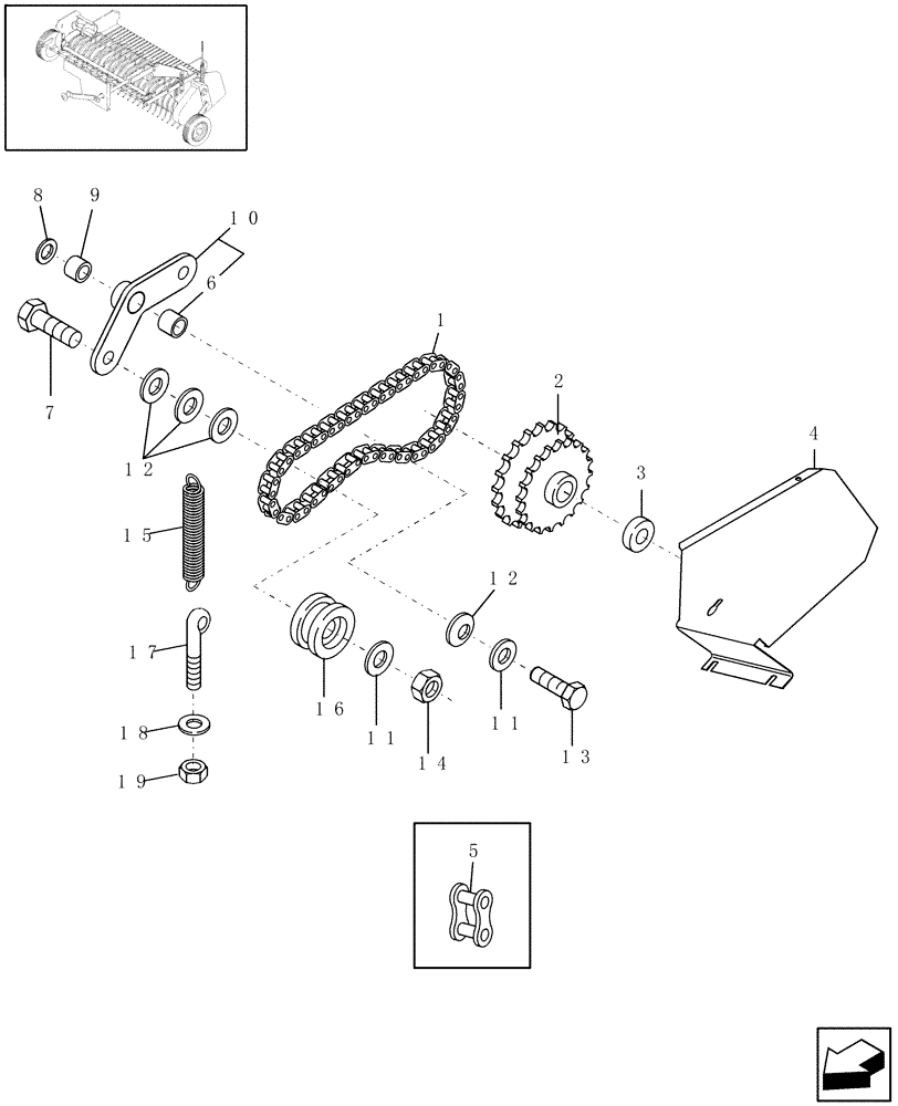 Схема запчастей Case IH RBX451 - (045) - WIDE PICKUP, ROLLER CHAIN (60) - PRODUCT FEEDING