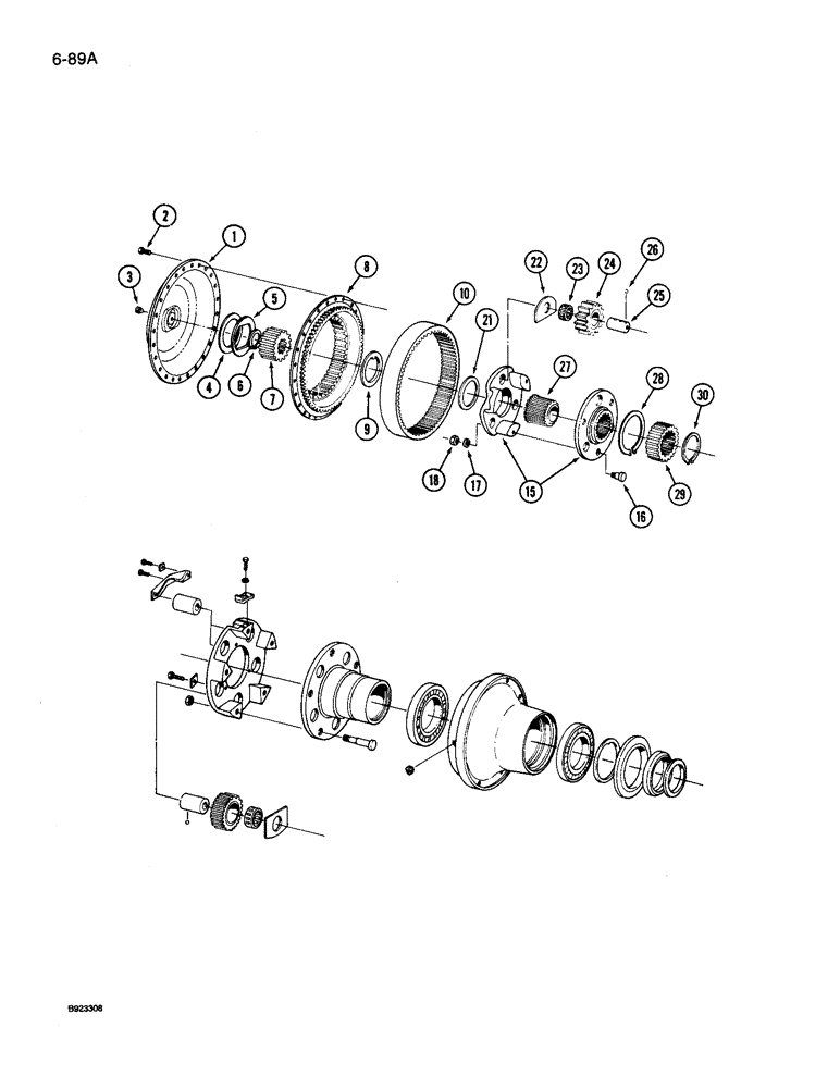 Схема запчастей Case IH 9250 - (6-089A) - FRONT STEERABLE AXLE, WHEEL HUB AND AXLE PLANETARY (06) - POWER TRAIN