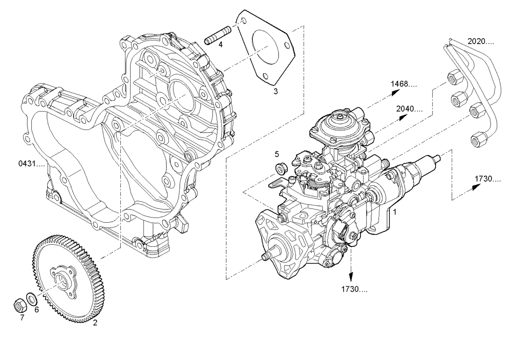 Схема запчастей Case IH F5AE9454D A001 - (1400.443) - INJECTION PUMP ASSY 