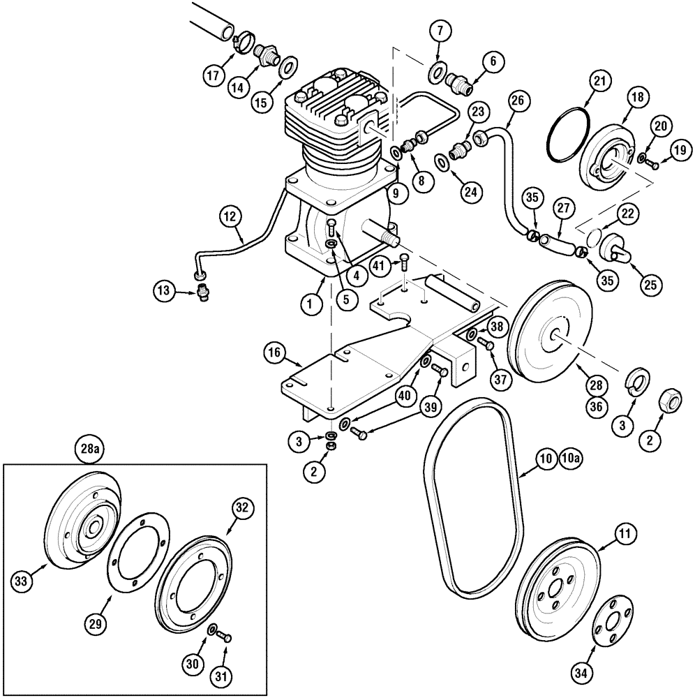 Схема запчастей Case IH MX150 - (07-11) - TRAILER BRAKE - PNEUMATIC COMPRESSOR MOUNTING (33) - BRAKES & CONTROLS