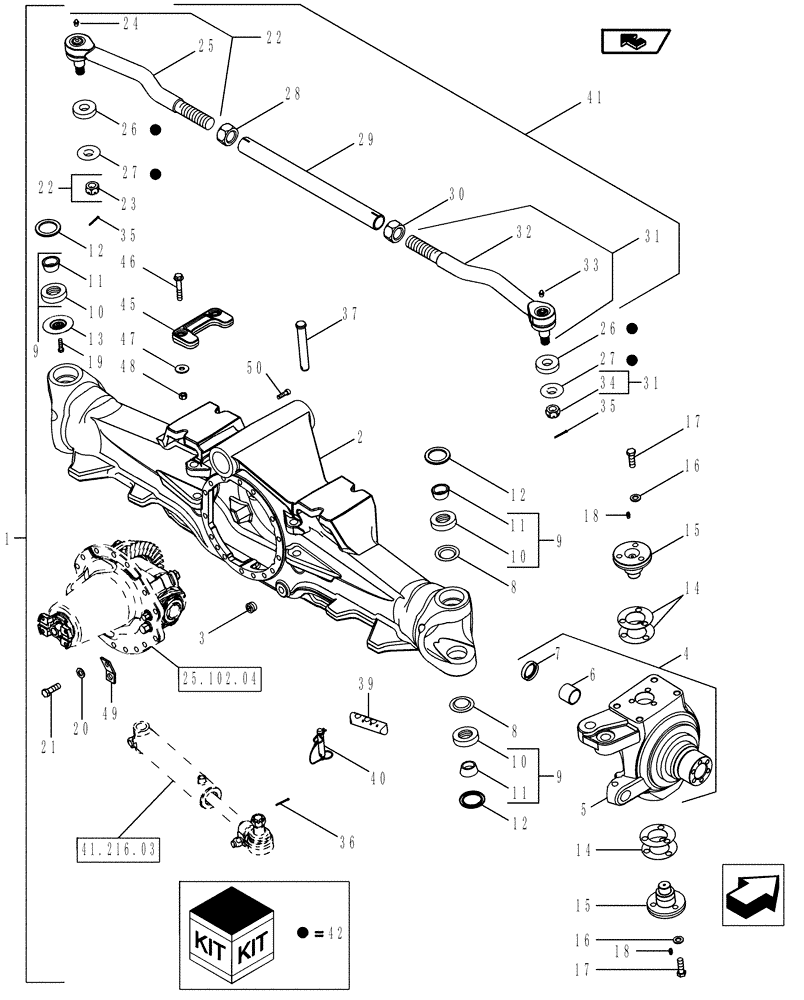 Схема запчастей Case IH MAGNUM 190 - (25.100.01[01]) - MFD AXLE HOUSING ASSEMBLY, STANDARD WITH 10 BOLT HUB, WITHOUT DIFFERENTIAL LOCK (25) - FRONT AXLE SYSTEM