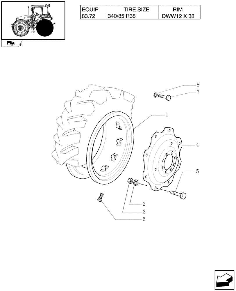 Схема запчастей Case IH FARMALL 95 - (83.00[04]) - DRIVE WHEELS - FOR HIGH CLEARANCE VERSION (11) - WHEELS/TRACKS