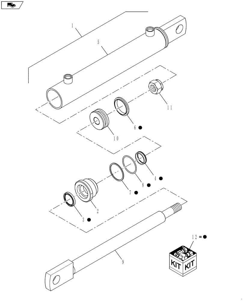 Схема запчастей Case IH RB455A - (35.550.02) - TAILGATE LIFT HYDRAULIC CYLINDER (35) - HYDRAULIC SYSTEMS