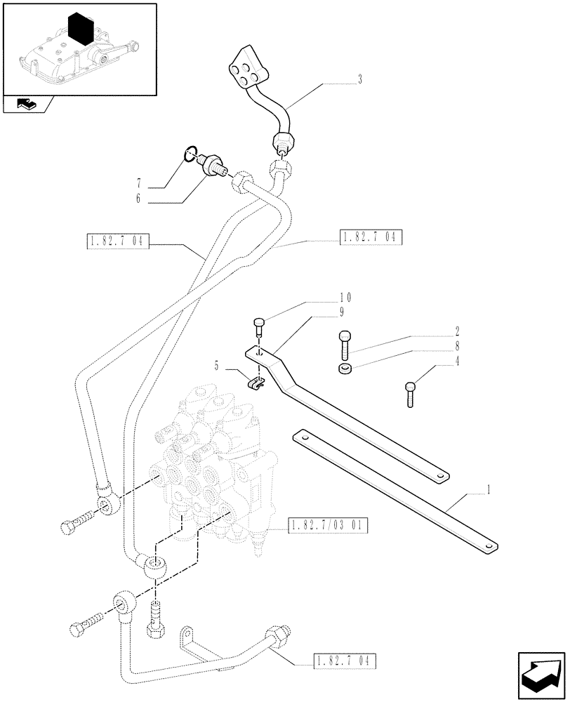 Схема запчастей Case IH FARMALL 80 - (1.82.7/03[03]) - 3 CONTROL VALVES - PIPES (VAR.335085) (07) - HYDRAULIC SYSTEM