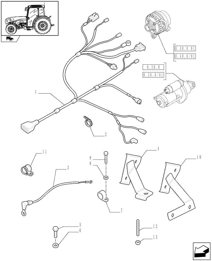 Схема запчастей Case IH FARMALL 75N - (1.75.4[01]) - ENGINE HARNESS (06) - ELECTRICAL SYSTEMS