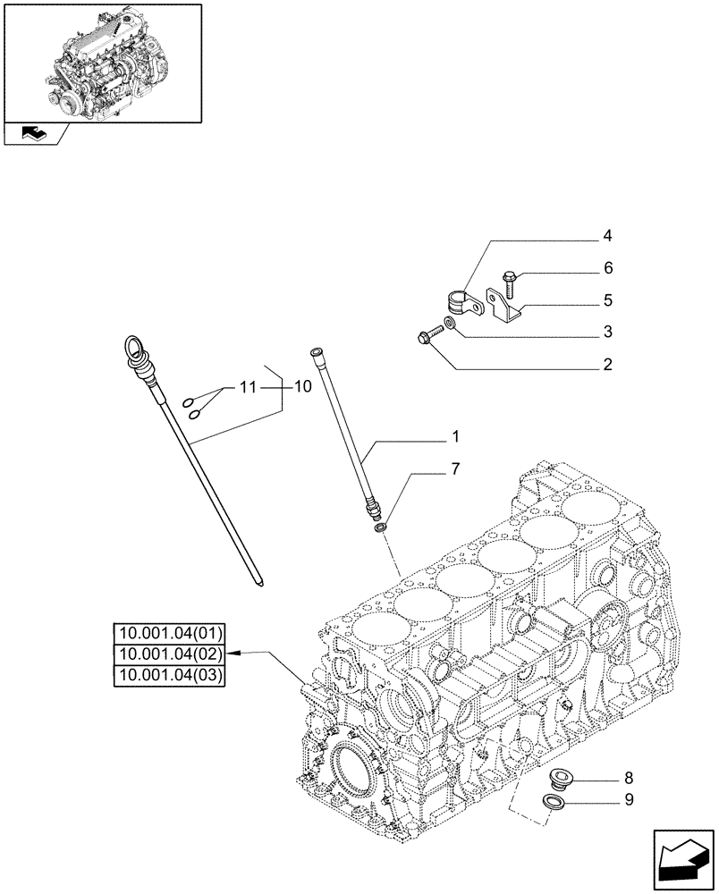 Схема запчастей Case IH 7120 - (10.103.10[02]) - OIL LEVEL CHECK - 7120/7120(LA) FROM 01/01/2009 (10) - ENGINE