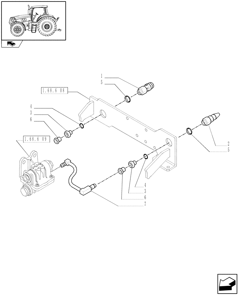 Схема запчастей Case IH PUMA 195 - (1.68.6[11]) - (VAR.169-178) PNEUMATIC TRAILER BRAKE (UK) - QUICK HITCH AND PIPES (05) - REAR AXLE