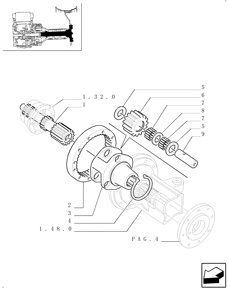 Схема запчастей Case IH JX90U - (1.48.1[03]) - FINAL DRIVE, GEARS AND SHAFTS (05) - REAR AXLE