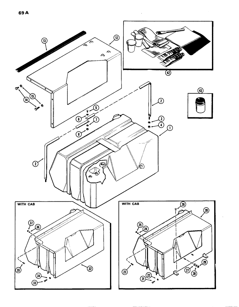 Схема запчастей Case IH 770 - (069A) - FUEL TANK SUPPORTS AND COVERS (03) - FUEL SYSTEM