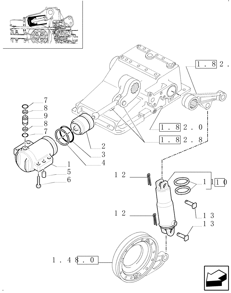 Схема запчастей Case IH MXM130 - (1.82.6) - LIFTER, PISTON AND CYLINDER (07) - HYDRAULIC SYSTEM