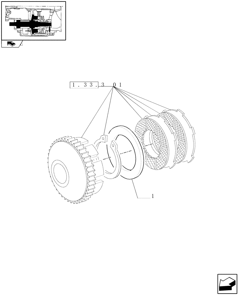 Схема запчастей Case IH PUMA 155 - (1.33.3[04]) - 4WD ENGAGEMENT CLUTCH CONTROL - SHIMS (04) - FRONT AXLE & STEERING