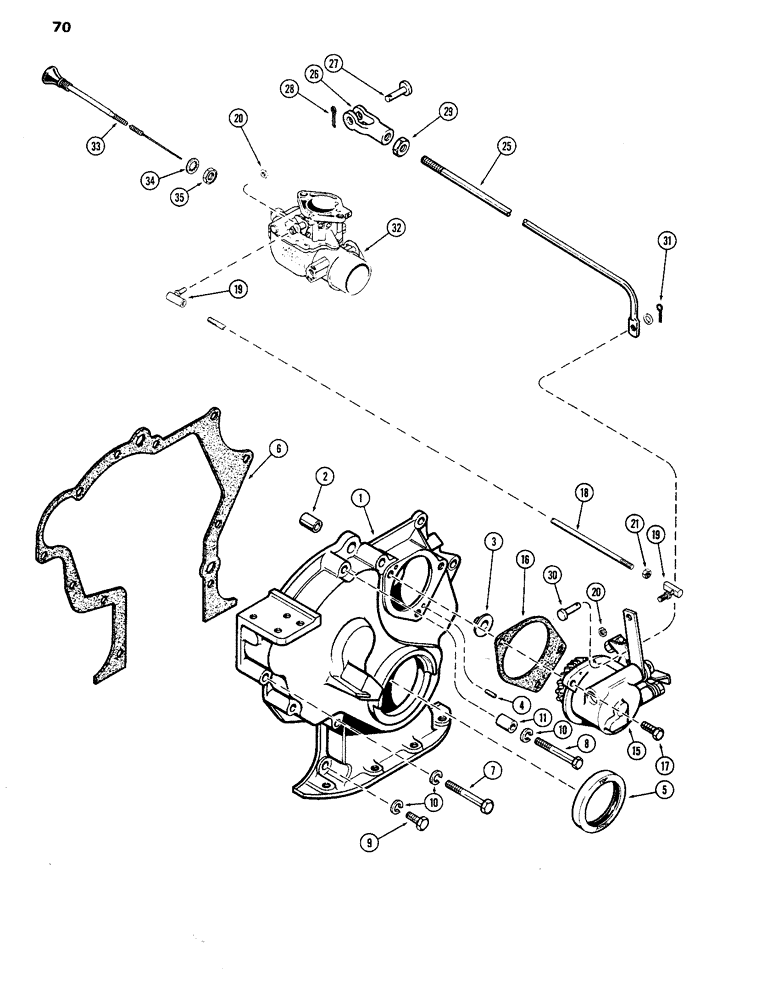 Схема запчастей Case IH 770 - (070) - TIMING GEAR COVER AND GOVERNOR LINKAGE, 251B SPARK IGNITION ENGINE (03) - FUEL SYSTEM