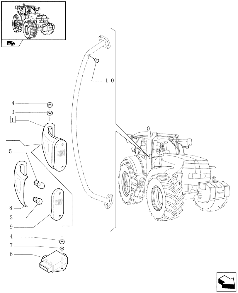 Схема запчастей Case IH PUMA 140 - (1.75.6[02]) - FRONT TURN INDICATORS (06) - ELECTRICAL SYSTEMS