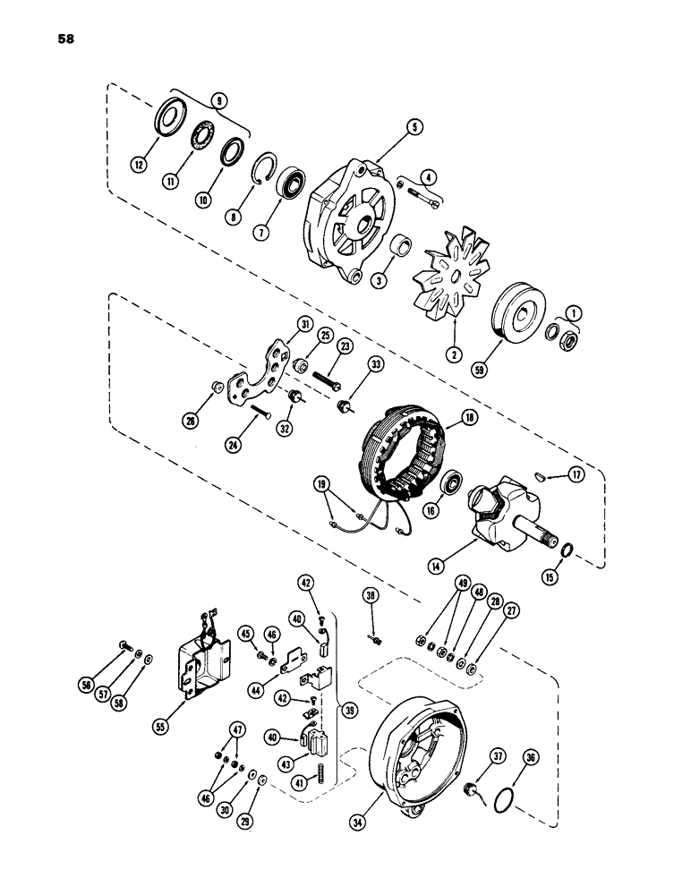 Схема запчастей Case IH 1170 - (058) - ALTERNATOR, (451B) DIESEL ENGINE (04) - ELECTRICAL SYSTEMS