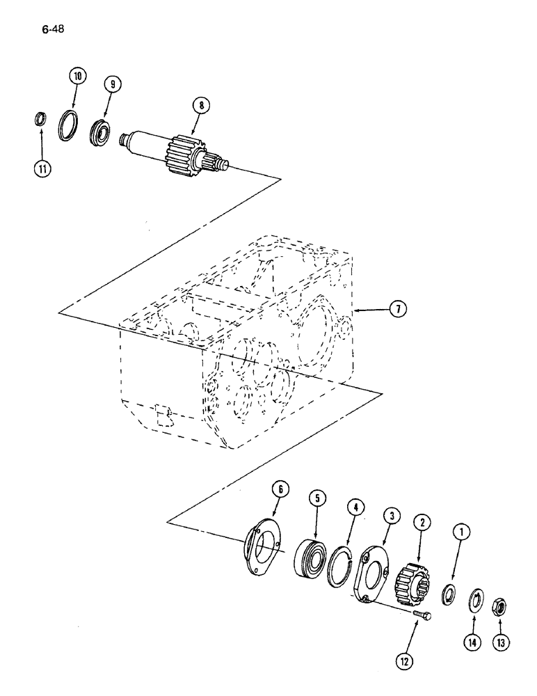 Схема запчастей Case IH 1640 - (6-48) - TRANSMISSION INTERMEDIATE SHAFT (03) - POWER TRAIN