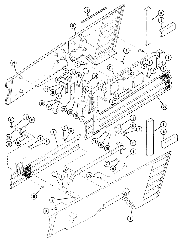 Схема запчастей Case IH 7220 - (9-030) - HOOD LOWER SIDE PANELS AND SCREENS, PRIOR TO TRACTOR P.I.N. JJA0064978 (09) - CHASSIS/ATTACHMENTS