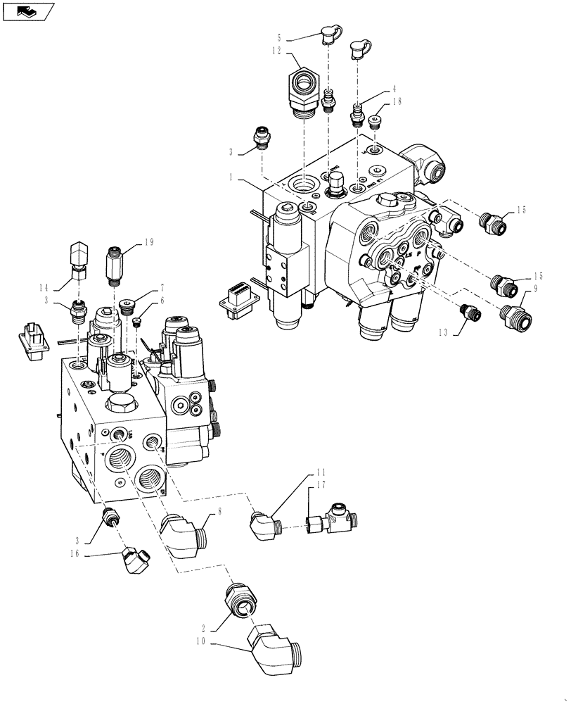 Схема запчастей Case IH 6130 - (35.204.16) - VALVE ASSEMBLY, MAIN MANIFOLD W/ FITTINGS (35) - HYDRAULIC SYSTEMS