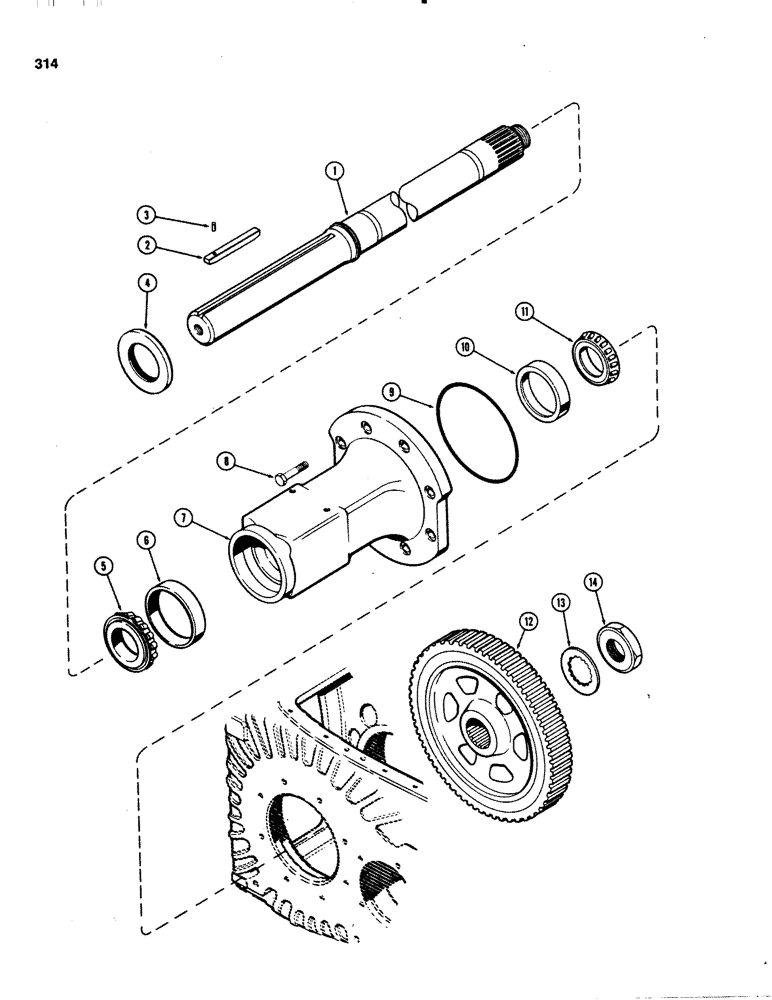 Схема запчастей Case IH 1070 - (0314) - 118 INCH REAR AXLE, LONG, 3-1/2 INCH DIAMETER AXLE SHAFT (06) - POWER TRAIN