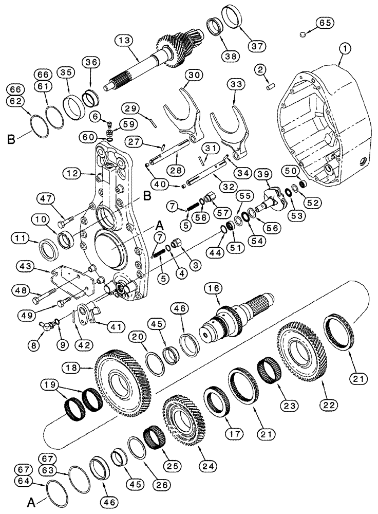 Схема запчастей Case IH 2388 - (09B-05) - ROTOR DRIVE - HOUSING, GEAR - BSN HAJ0295001 (14) - ROTOR, CONCANVES & SIEVE