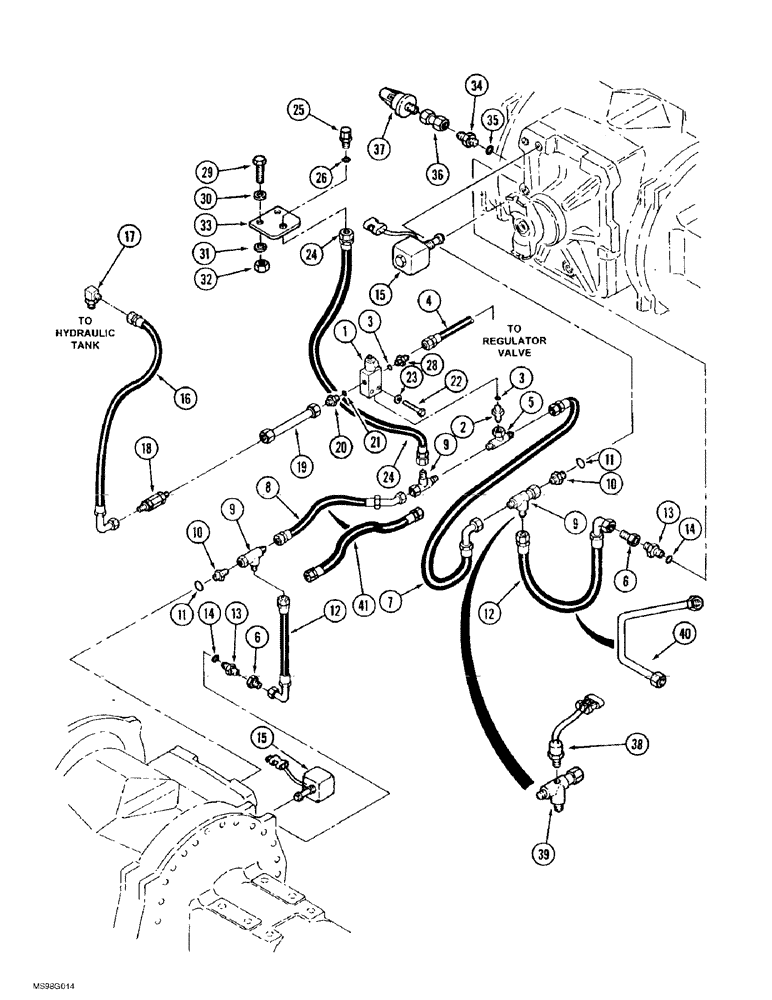 Схема запчастей Case IH 9380 QUADTRAC - (8-100) - AXLE HYDRAULICS, PARK BRAKE AND DIFFERENTIAL LOCK CIRCUIT (08) - HYDRAULICS