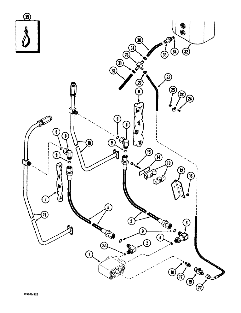 Схема запчастей Case IH 1660 - (5-48) - SELECTOR VALVE HYDRAULIC SYSTEM, POWER GUIDE AXLE, PRIOR TO P.I.N. JJC0047918 (04) - STEERING