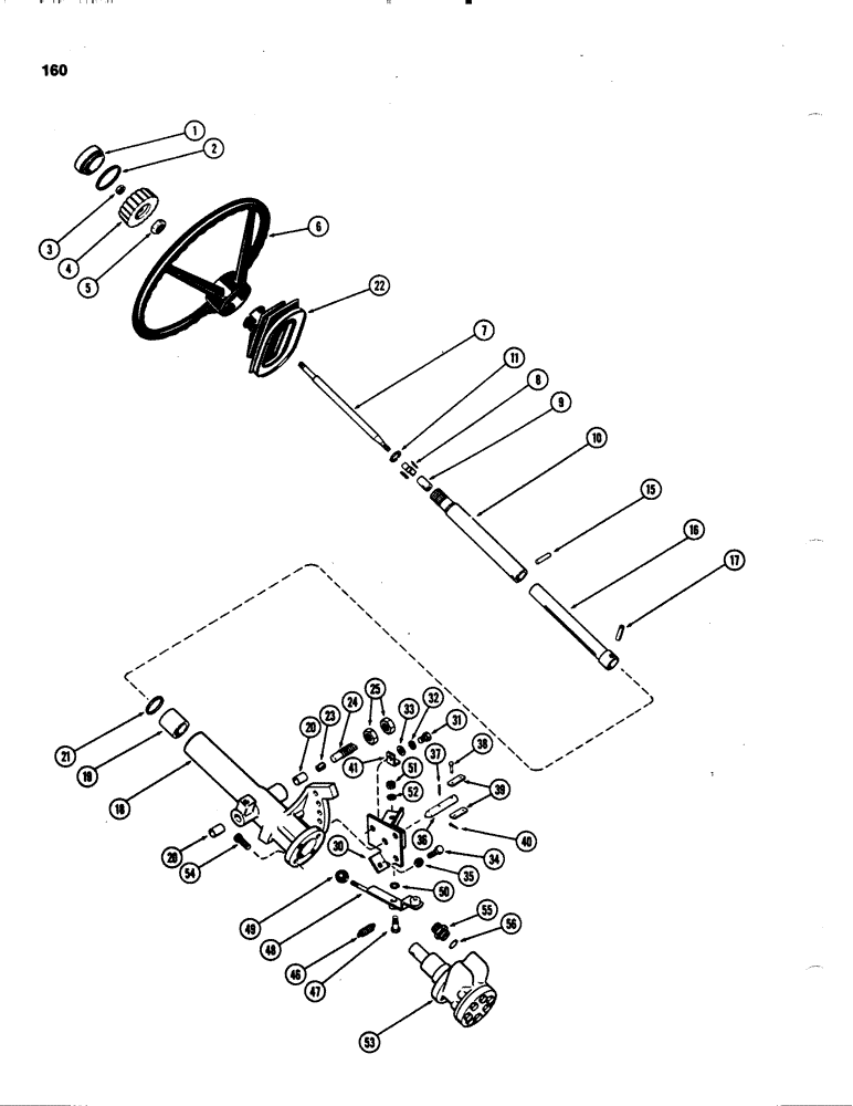 Схема запчастей Case IH 1070 - (0160) - ADJUSTABLE STEERING COLUMN, USED PRIOR TO TRACTOR SERIAL NUMBER 8693001 (05) - STEERING