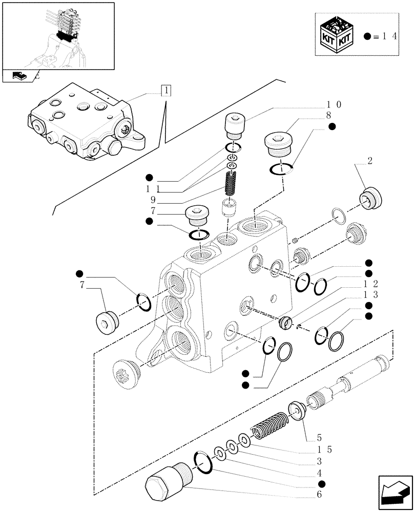 Схема запчастей Case IH PUMA 125 - (1.82.7/ E) - LOW INCOMING HYDRAULIC VALVE - BREAKDOWN (07) - HYDRAULIC SYSTEM