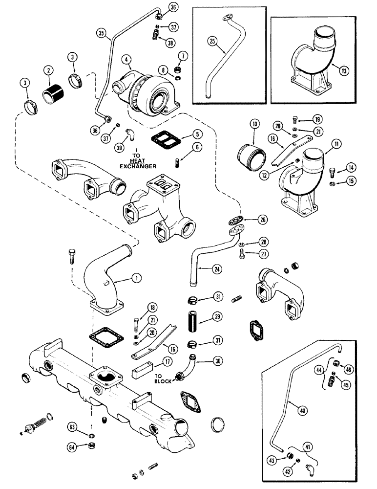 Схема запчастей Case IH 1470 - (011A) - TURBO-CHARGER, (504BDT) DIESEL ENGINE (02) - ENGINE