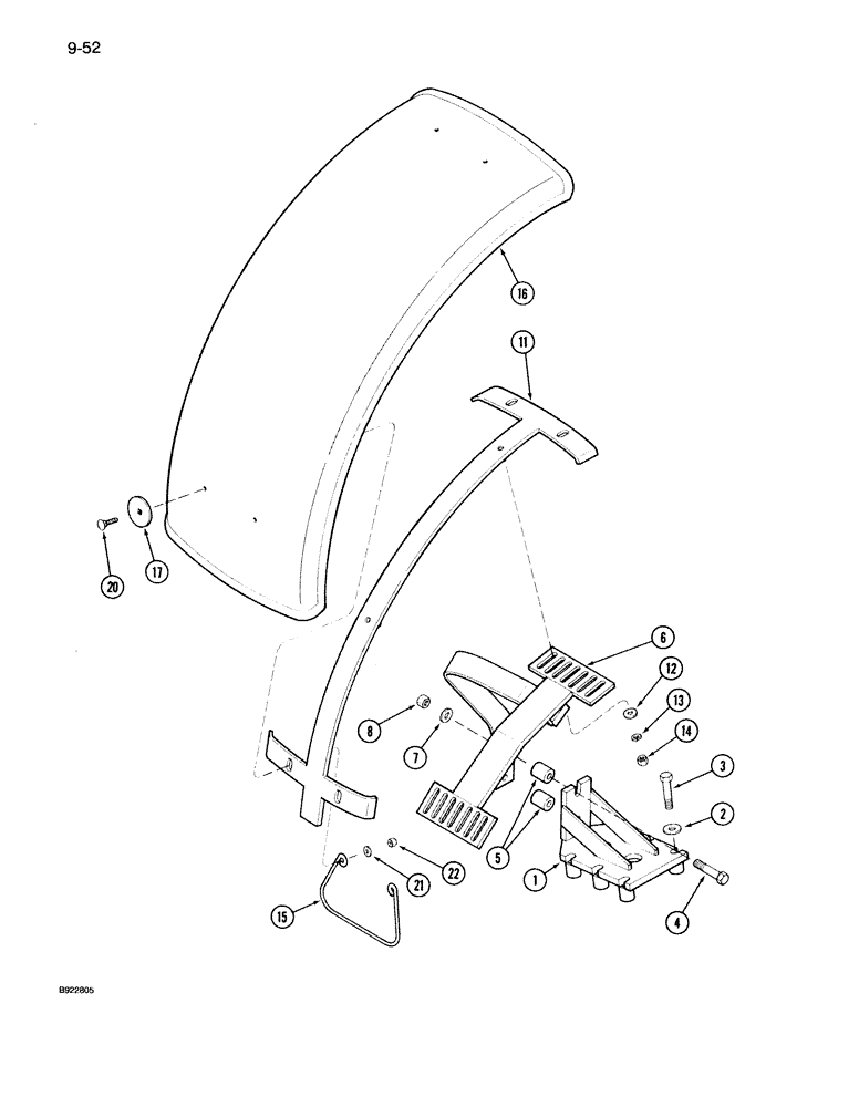 Схема запчастей Case IH 7150 - (9-052) - FRONT FENDERS, MFD TRACTOR, PRIOR TO P.I.N. JJA0016108 (09) - CHASSIS/ATTACHMENTS