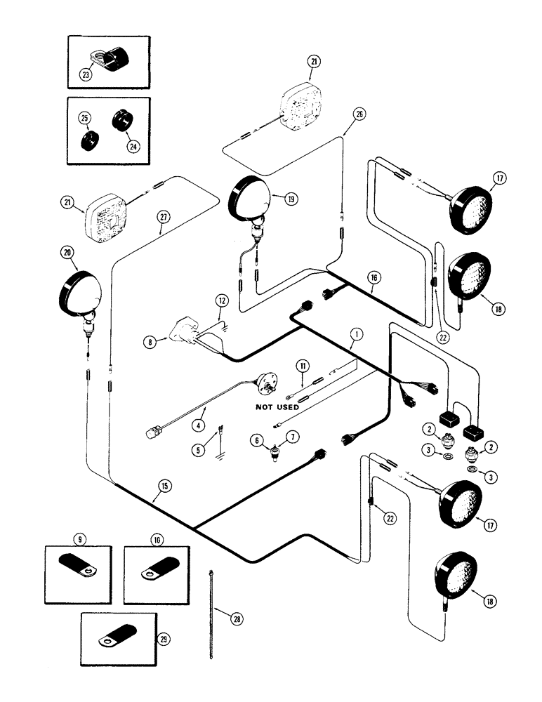 Схема запчастей Case IH 1570 - (058) - ELECTRICAL EQUIPMENT AND WIRING, 504BDT DIESEL ENGINE, TRANSMISSION HARNESS (04) - ELECTRICAL SYSTEMS