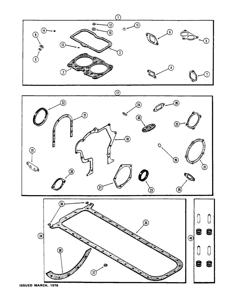 Схема запчастей Case IH 1175 - (034) - (451B) TURBO DIESEL ENGINE, GASKET KITS (02) - ENGINE