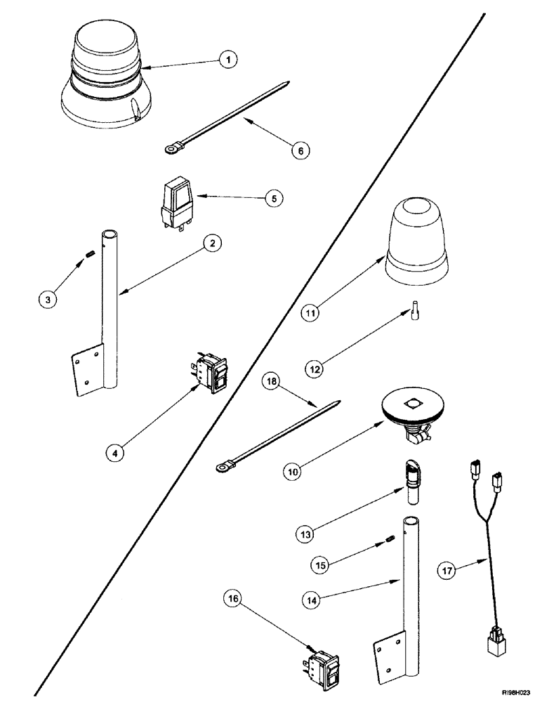 Схема запчастей Case IH MX180 - (4-086) - LAMP, STROBE AND BEACON, N.A. ONLY (04) - ELECTRICAL SYSTEMS