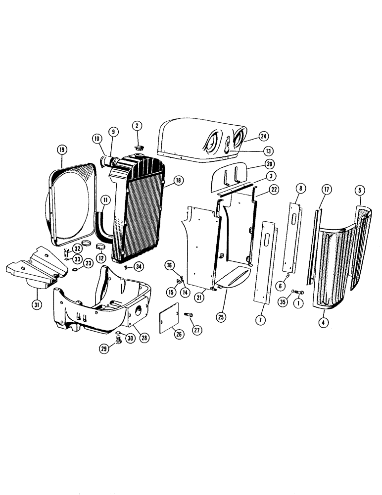 Схема запчастей Case IH 940 - (5-24[1]) - RADIATOR AND GRILLE, REAR LAMP AND OUTLET SOCKET (04) - ELECTRICAL SYSTEMS