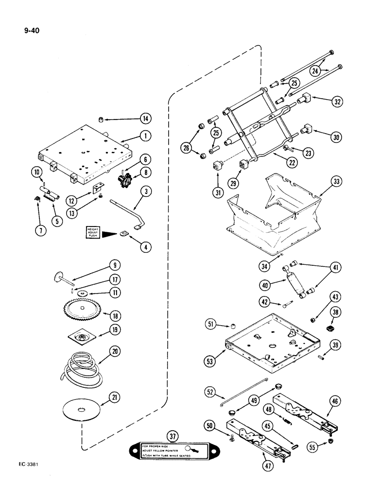 Схема запчастей Case IH 1896 - (9-040) - CLOTH SEAT, WITH ISOLATOR (09) - CHASSIS/ATTACHMENTS