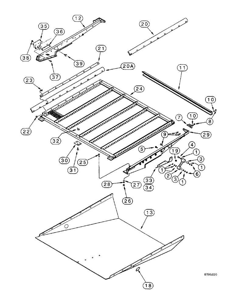 Схема запчастей Case IH 2166 - (9B-38) - SHOE SIEVE (14) - ROTOR, CONCANVES & SIEVE