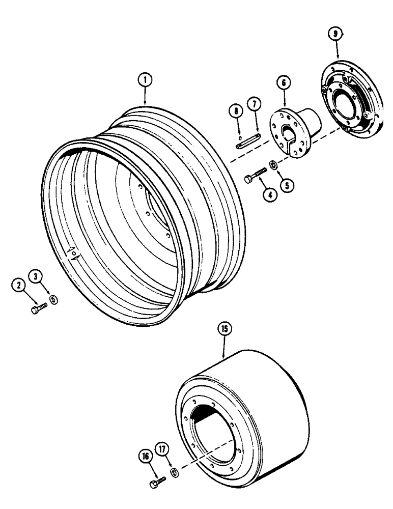 Схема запчастей Case IH 2390 - (6-214) - DUAL REAR WHEELS, STEEL, WITH 38" RIMS (965.20 MM) (06) - POWER TRAIN