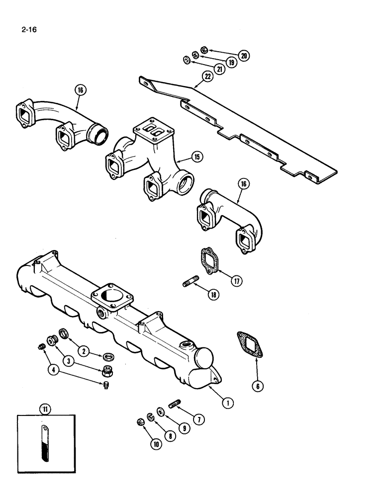 Схема запчастей Case IH 3394 - (2-16) - INTAKE AND EXHAUST MANIFOLDS, 504BDT DIESEL ENGINE (02) - ENGINE