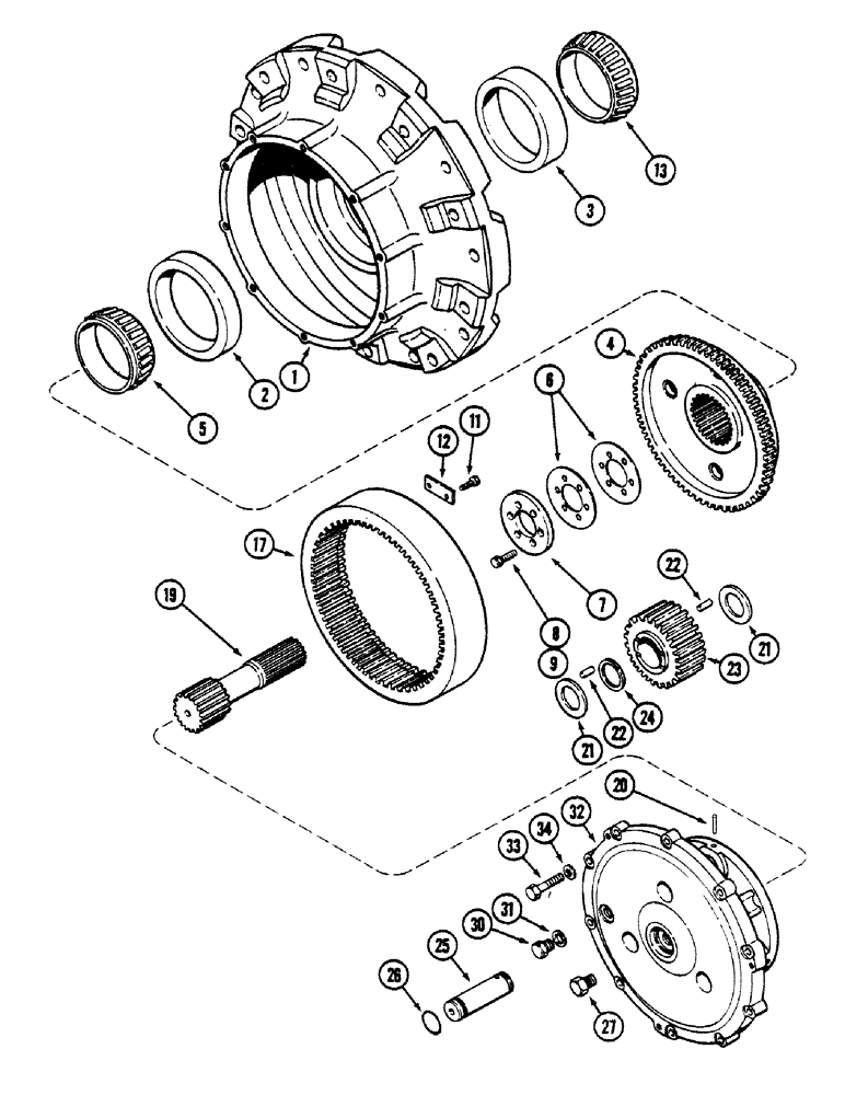 Схема запчастей Case IH 4694 - (6-240) - REAR AXLE ASSEMBLY, WHEEL HUB AND AXLE PLANETARY, PRIOR TO AXLE SERIAL NO. 13015953 (06) - POWER TRAIN