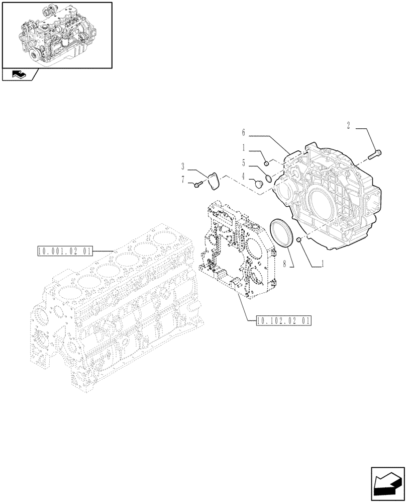 Схема запчастей Case IH F4HE9684D J103 - (10.102.02[03]) - CRANKCASE COVERS (2852424) 