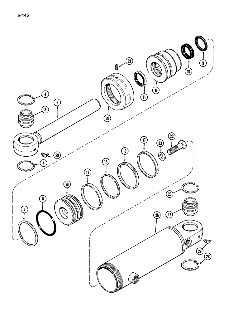 Схема запчастей Case IH 4994 - (5-146) - STEERING CYLINDER, 4 INCH (102 MM) DIAMETER X 7-29/32 INCH (201 MM) STROKE (05) - STEERING