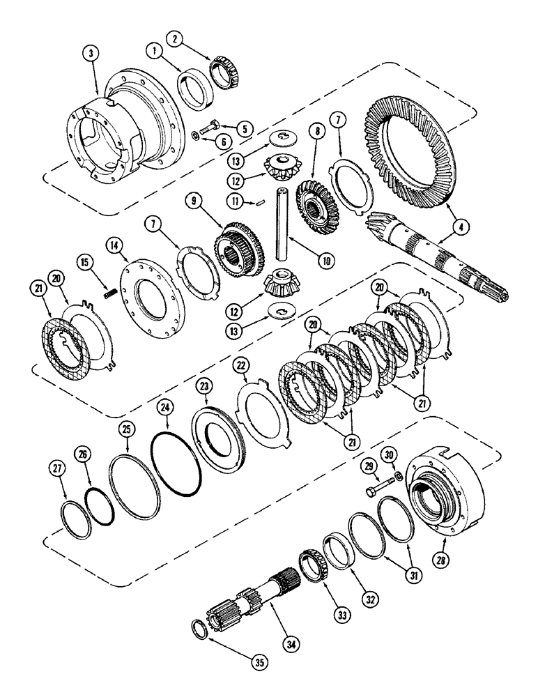 Схема запчастей Case IH 3294 - (6-210) - DIFFERENTIAL ASSEMBLY, PINION GEAR, CLUTCH AND CAGE (06) - POWER TRAIN