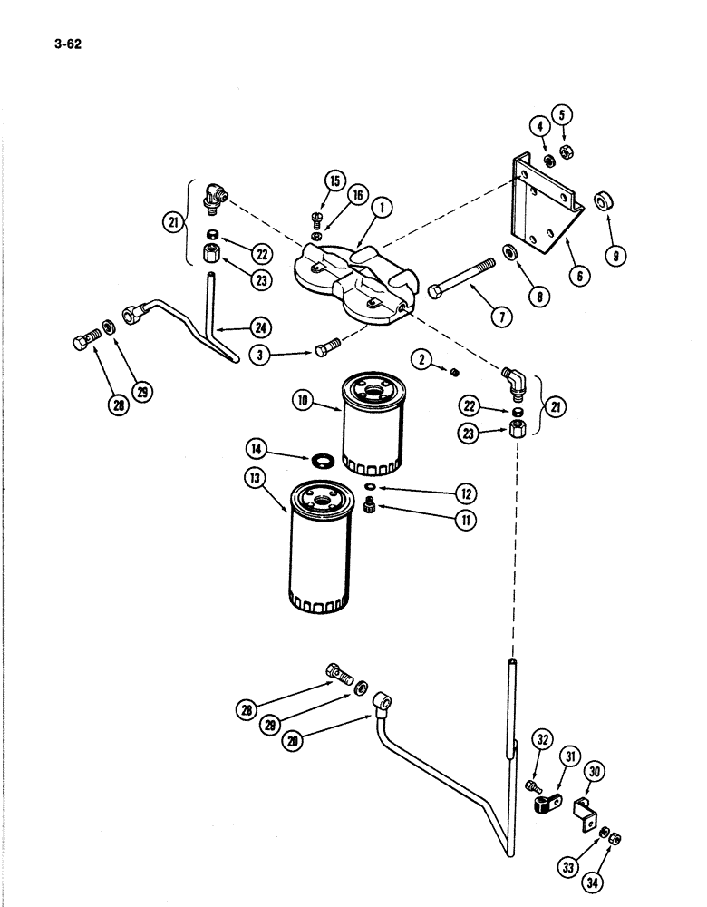 Схема запчастей Case IH 4894 - (3-62) - FUEL FILTER SYSTEM 674 CUBIC INCH DIESEL ENGINE (03) - FUEL SYSTEM