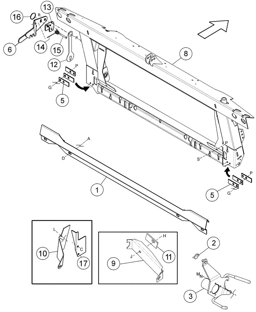 Схема запчастей Case IH 2052 - (09-53) - COMBINE ADAPTER COMPLETION PARTS - CASE AFX, NEW HOLLAND CR/CX COMBINES (03) - CHASSIS/MOUNTED EQUIPMENT