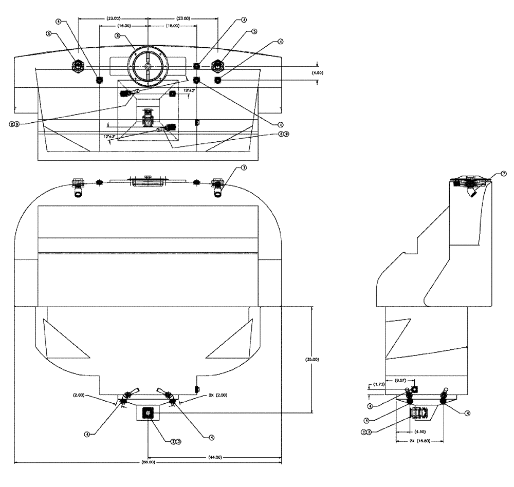 Схема запчастей Case IH 810 - (10-021) - TANK GROUP, 500 GALLON, FLEX-GRAY Wet Kit